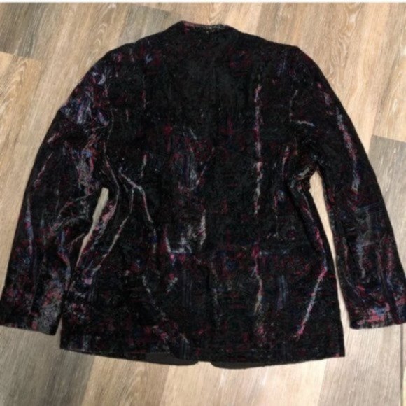 TanJay Vintage Velour blazer / Jacket Geometric Jewel Toned Size large - Picture 5 of 7